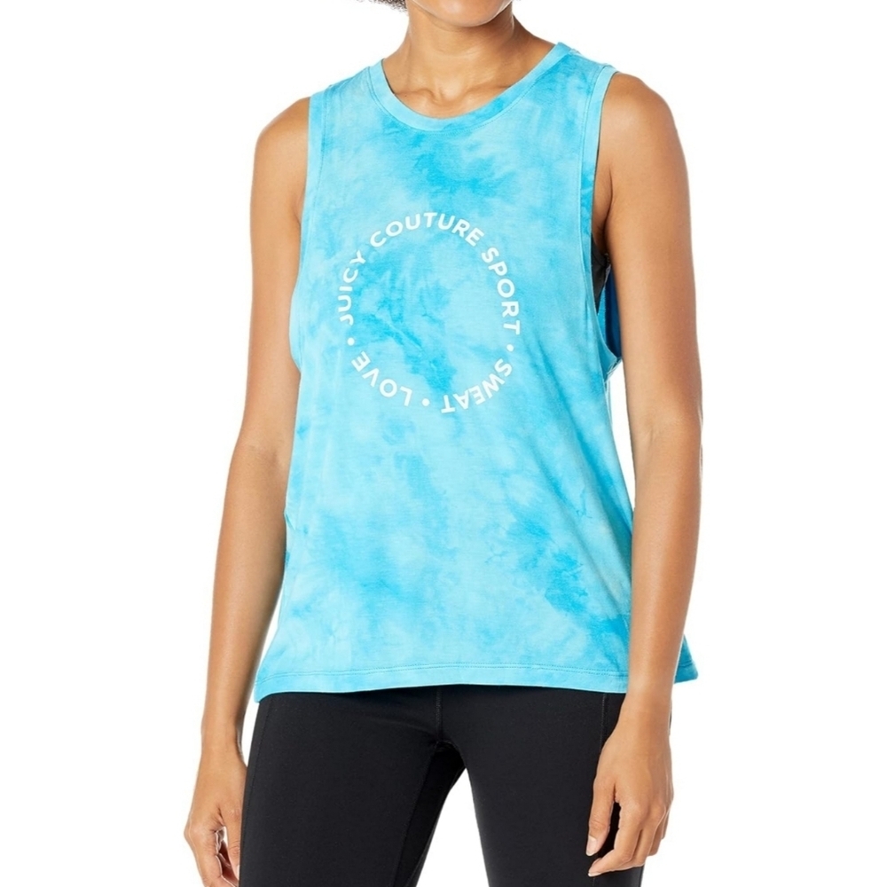 Juicy Couture Womens Performance Sport Logo Tank blue tie dye 💙